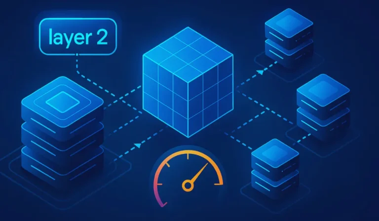Diagrama comparativo de blockchain Layer-1 y Layer-2 mostrando transacciones